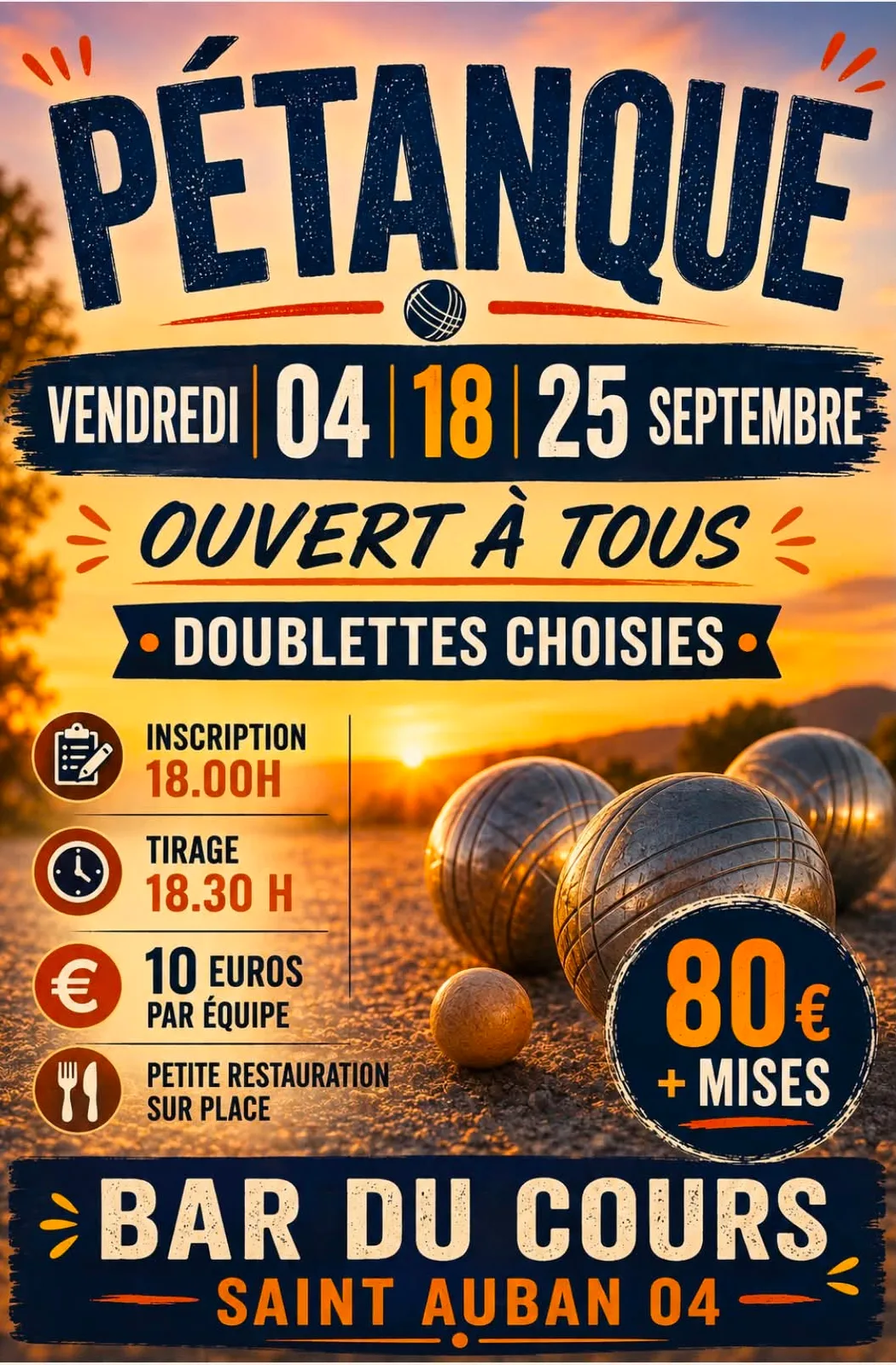 Concours de pétanque à Saint-Auban